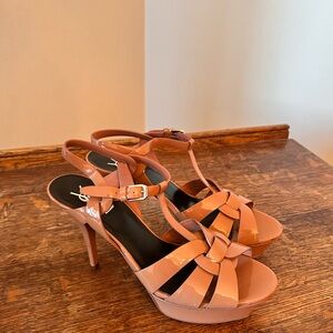 YSL Classic Platform Chic Women's Nude Strappy Heels